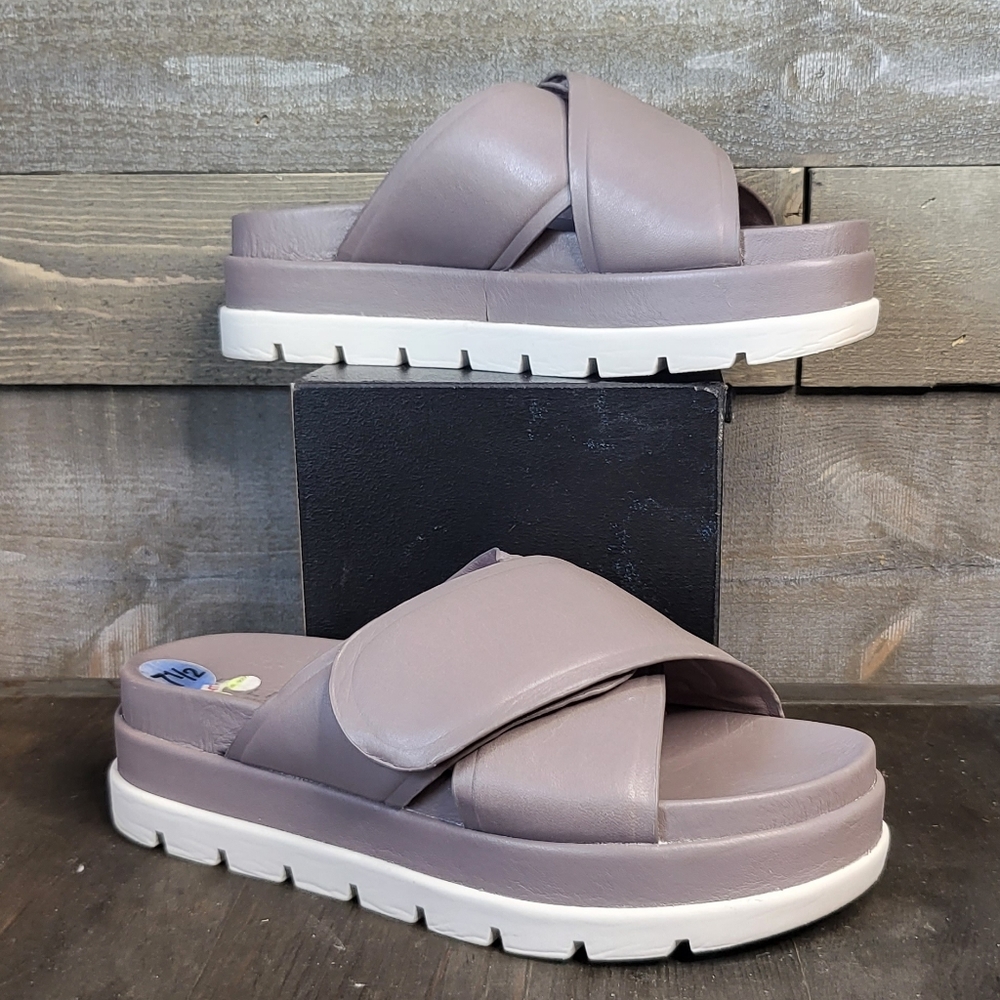 J/Slides NYC Adjustable Crossover Bella Minimalist Sleek Leather Platfor…